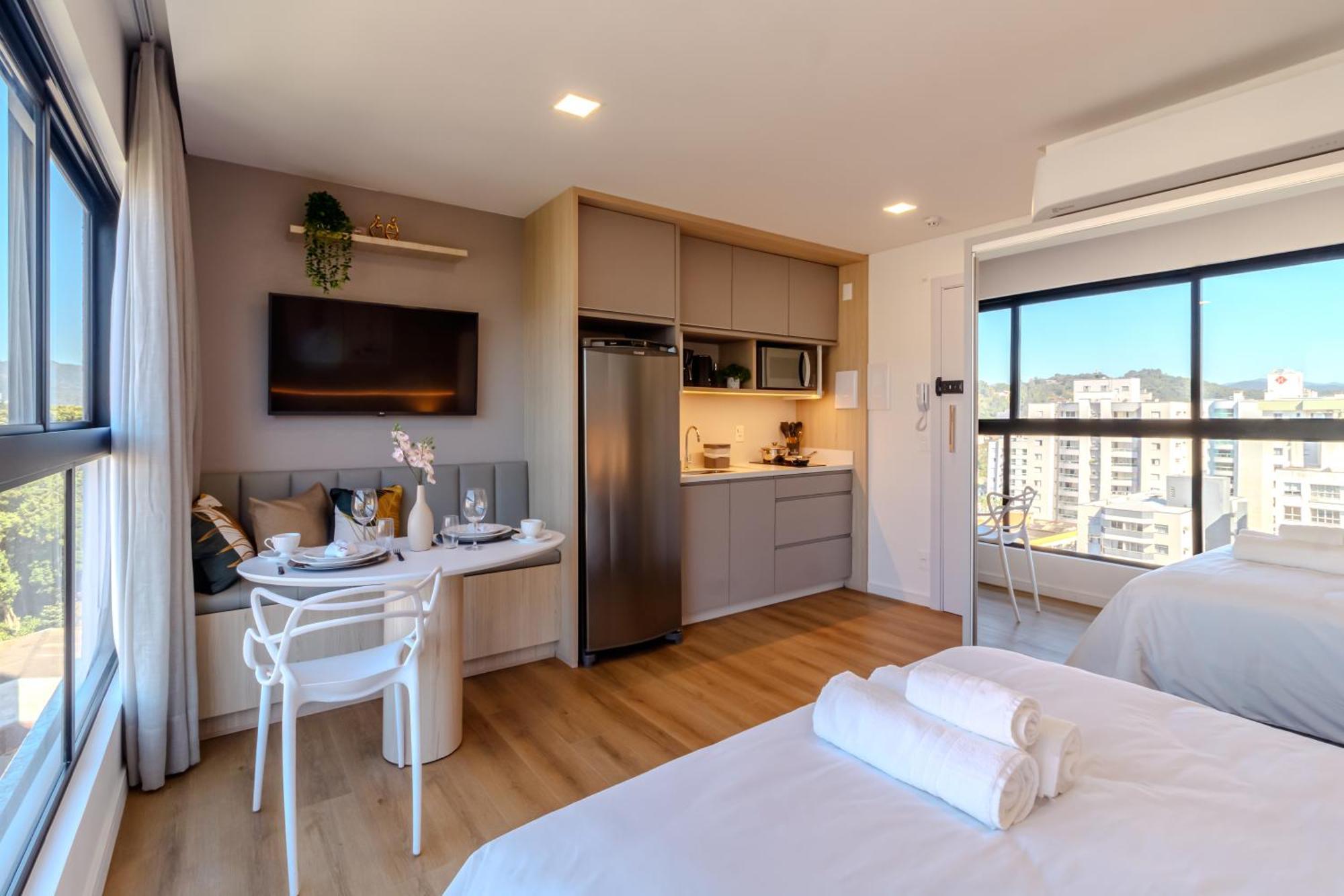 Loft Novo Todo Mobiliado Com Wifi Piscina E Proximo A Oktober Apartment Blumenau Cameră foto